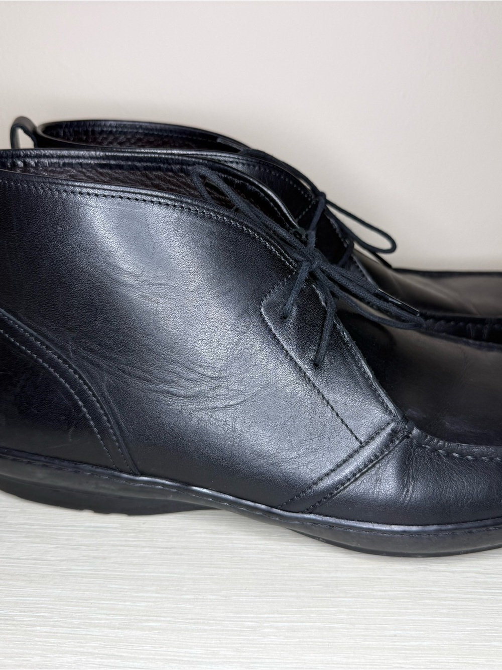 Aldo Brue Men’s Black Leather Chukka Boots Made in Italy Size 11